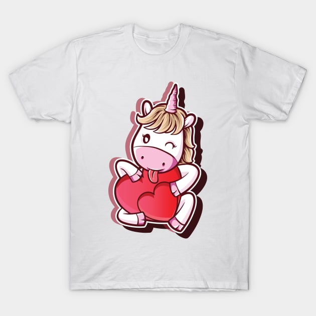 Cute Baby Hearty Unicorn T-Shirt by Printaha